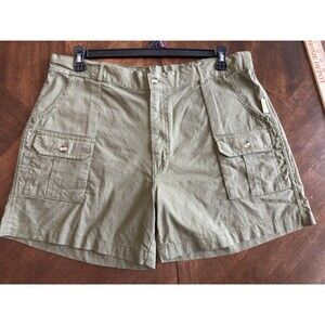 TAG Mens Size 38 Green Khaki Cotton Linen Cargo Shorts